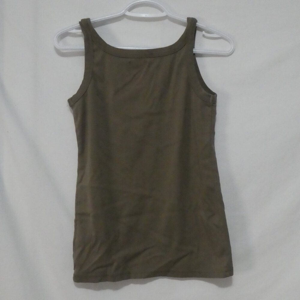 LADY HATHAWAY DESIGN STUDIO | large | Olive Green Embellished  Cotton Tank Top - Picture 2 of 12